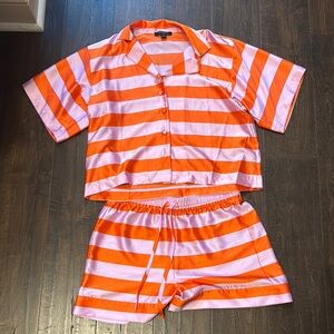 Ann Taylor Orange and Pink Pajama Set Vibrant and Comfortable